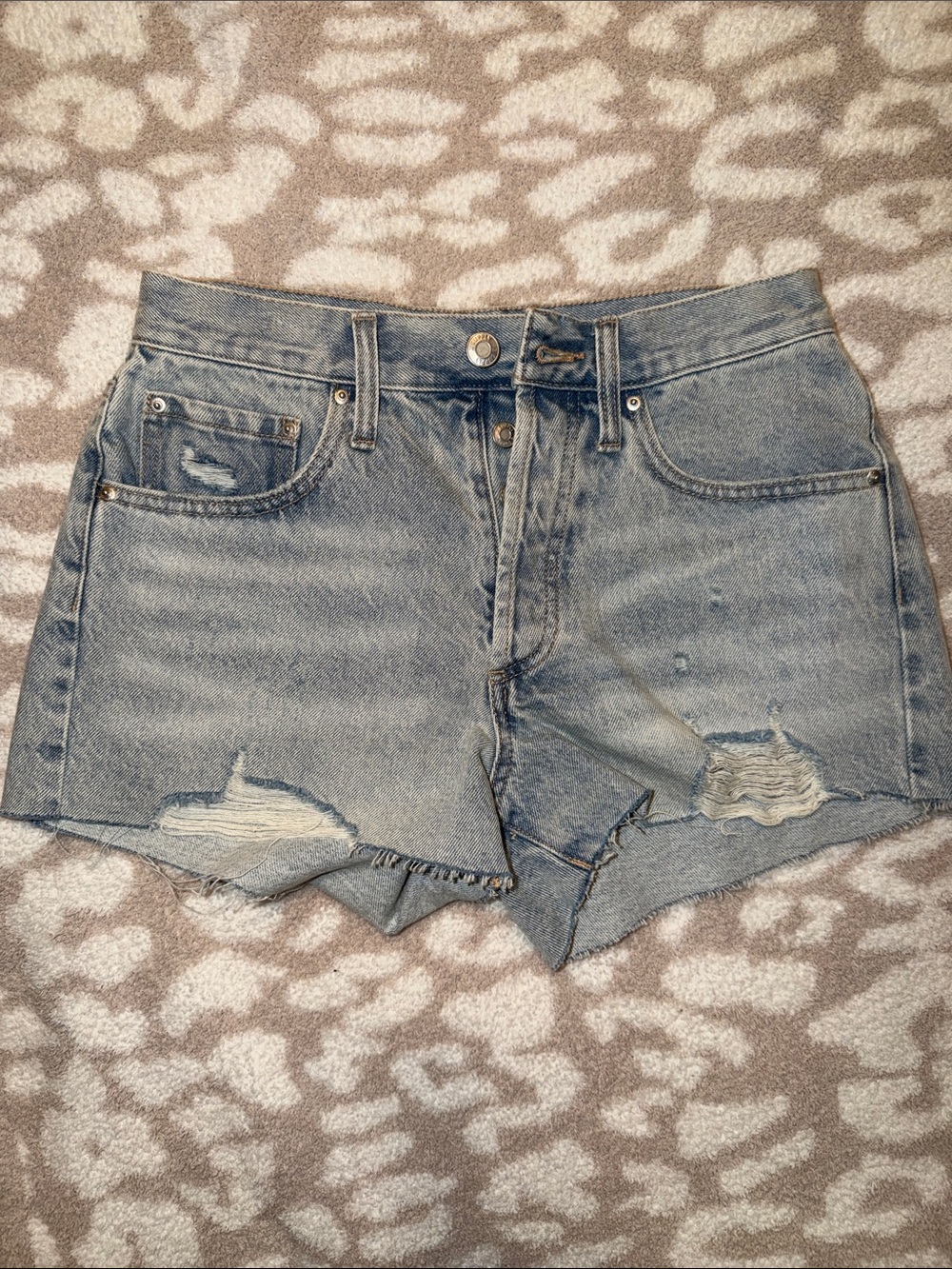 Z Supply Light Blue Distressed Denim Shorts